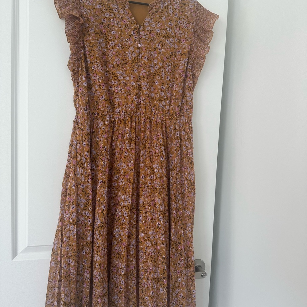 Floral large Dress in Brown and Purple